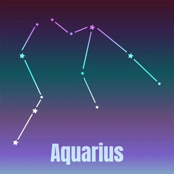 Les aquarius porteurs d'eau chantent. Élément de constellation stellaire. Âge du symbole zodiaque de constellation d'aquarius sur fond bleu foncé . — Image vectorielle
