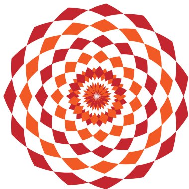 Basit geometrik desen ile edikula. Turuncu ve kırmızı kaleydoskop vektör mandala sanat.