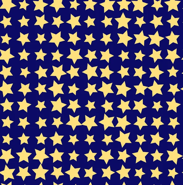 Bonito patrón de estrella de dibujos animados con diferentes iconos de estrellas sobre fondo oscuro — Vector de stock