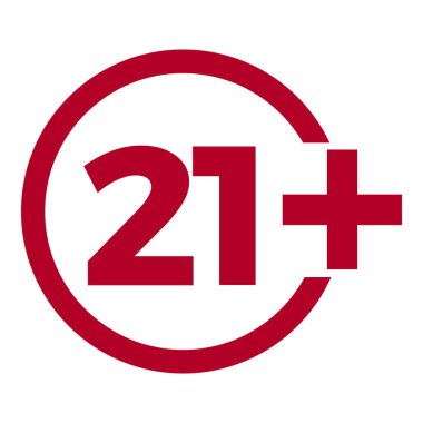 Kırmızı arka plan simgesine yaş sınırı. Simgeler yaş sınırı vektör düz çizim.