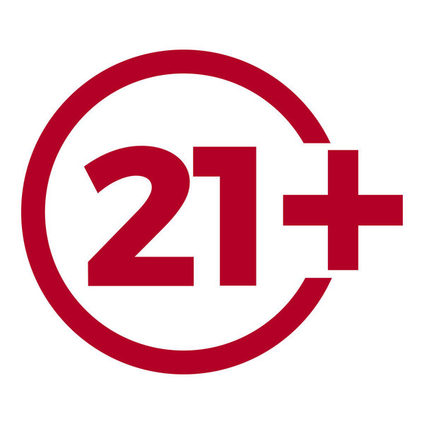 Значок предельного возраста на красном фоне. Иконки векторного лимита возраста плоская иллюстрация
.