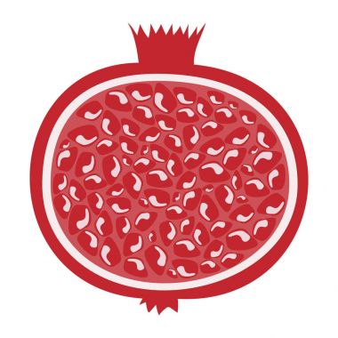 Bütün nar tasarım sulu taze meyve simgesi. Ham nar düz çizgi film vektör çizim şablonu.