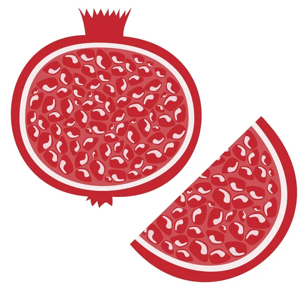 Hel granatäpple saftig färsk frukt designikon. Råa granatäpple platt tecknade vektor illustration mall. — Stock vektor