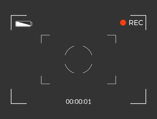 흰색과 검은색 뷰파인더 카메라 녹화입니다. 현대 카메라 초점 화면입니다. 벡터 일러스트 레이 션 — 스톡 벡터