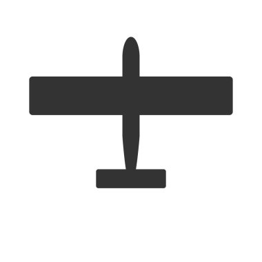 Siyah ve beyaz uçak simgesi üzerinde arka izole. Uçağın içinde koyu renk. Basit örnek sembolü.