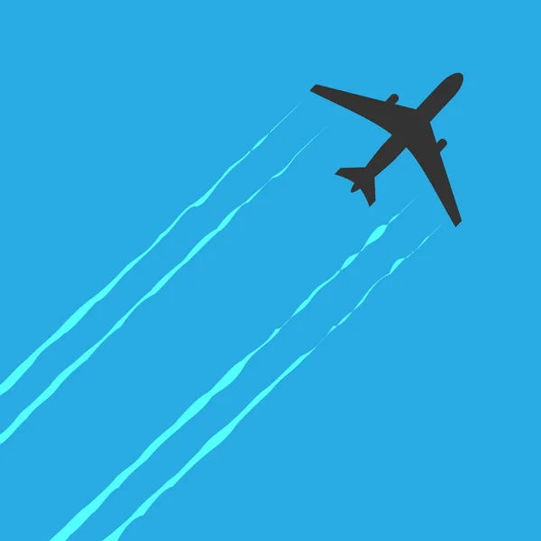 黑色和白色的平面图标在蓝色背景上隔离。飞机在黑暗的颜色。简单插图符号 — 图库矢量图片#
