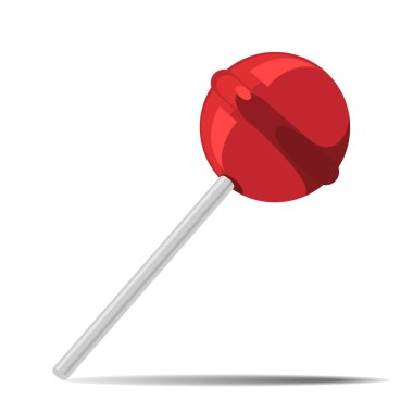 Kırmızı vektör şekeri ve gölgesi. Lezzetli lolipop ve karpuz ya da kiraz tadı..