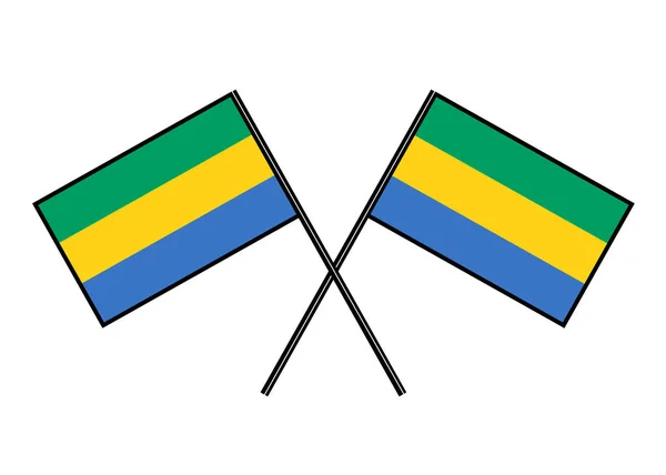 Vlag van Gabon. Stylization van de nationale banner. Eenvoudige vectorillustratie met twee vlaggen. — Stockvector