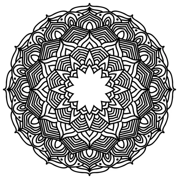 Mandalas的着色书。装饰黑色和白色圆形的装饰品.不同寻常的花朵形状。东方病媒和抗压力疗法模式 — 图库矢量图片
