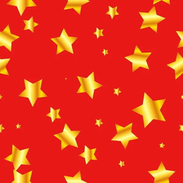 Patrón de rosa roja de oro abstracto sin costuras con estrella simple. Ilustración vectorial — Vector de stock