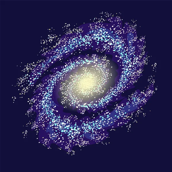 Galaxen rymden Illustration. Mörkblå och vit glitter Glow stjärnor vektor. Astronomi abstrakta universum — Stock vektor