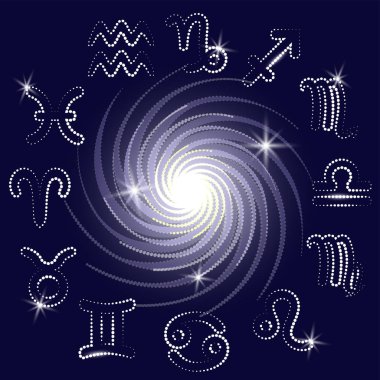 Burcu galaksinin etrafında karanlık gökyüzü takımyıldızı. Vektör