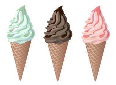 Soft dondurma waffle koni içinde dizi