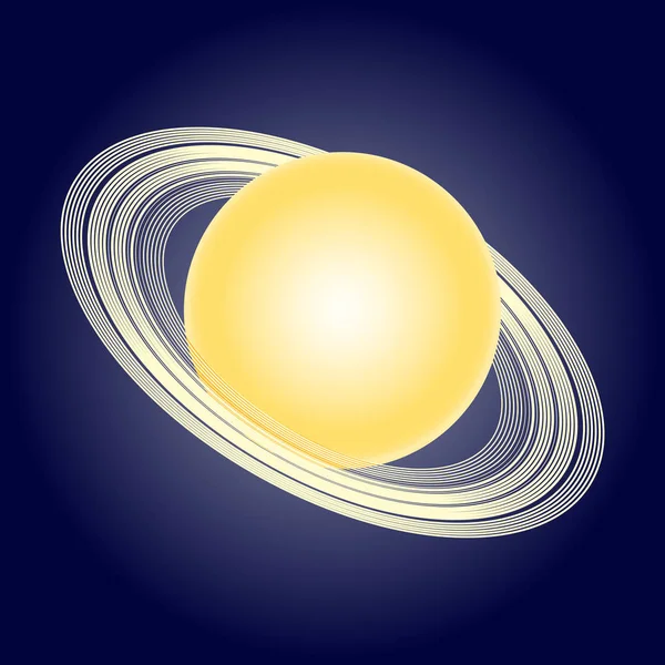 Modelo esquemático del planeta Saturno. Símbolos astronómicos. Vector — Vector de stock