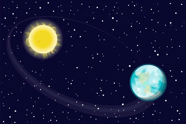 地球自转绕太阳的轨道。明星这个星球。矢量 — 图库矢量图片