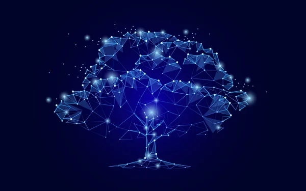 Consistentes en puntos, líneas y formas en forma de árbol — Archivo Imágenes Vectoriales