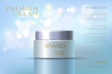 Yüz kremi Cam Kavanoz gerçekçi vektör çizim