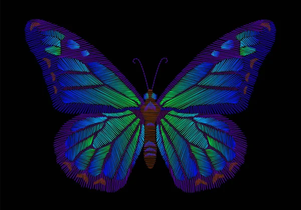 Diseño de mariposa bordado para ropa. insecto vector decoración . — Vector de stock