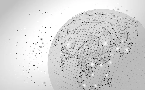 Carte du monde point, ligne, composition, représentant le réseau mondial connexion, signification internationale . — Image vectorielle