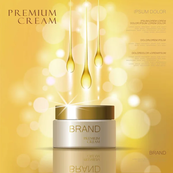 Arany olaj kozmetikai krém bőr ellátás hirdetések. Sablon 3d reális illusztráció vektor illusztráció. Hidratáló maszk termék modell akár Vektor Grafikák