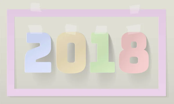Felice anno nuovo 2018 carta arte stile design adesivo nastro adesivo carta adesivo scotch striscia. Ombre dai colori delicati pastello. Illustrazione vettoriale Holiday Card — Vettoriale Stock