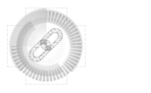 Blockchain link znak niskie projektowania poli. Internet technologia łańcucha ikona trójkąta wielokątne hiperłącze Hud interfejs biznesowych sieci koncepcji. Biały szary przewód izolowany podłączonych punktów wektorowego — Wektor stockowy