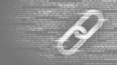 Blockchain köprü sembolü ikilik sayı büyük veri bilgi akışı. Cryptocurrency Finans iş kavramı vektör çizim arka plan şablonu
