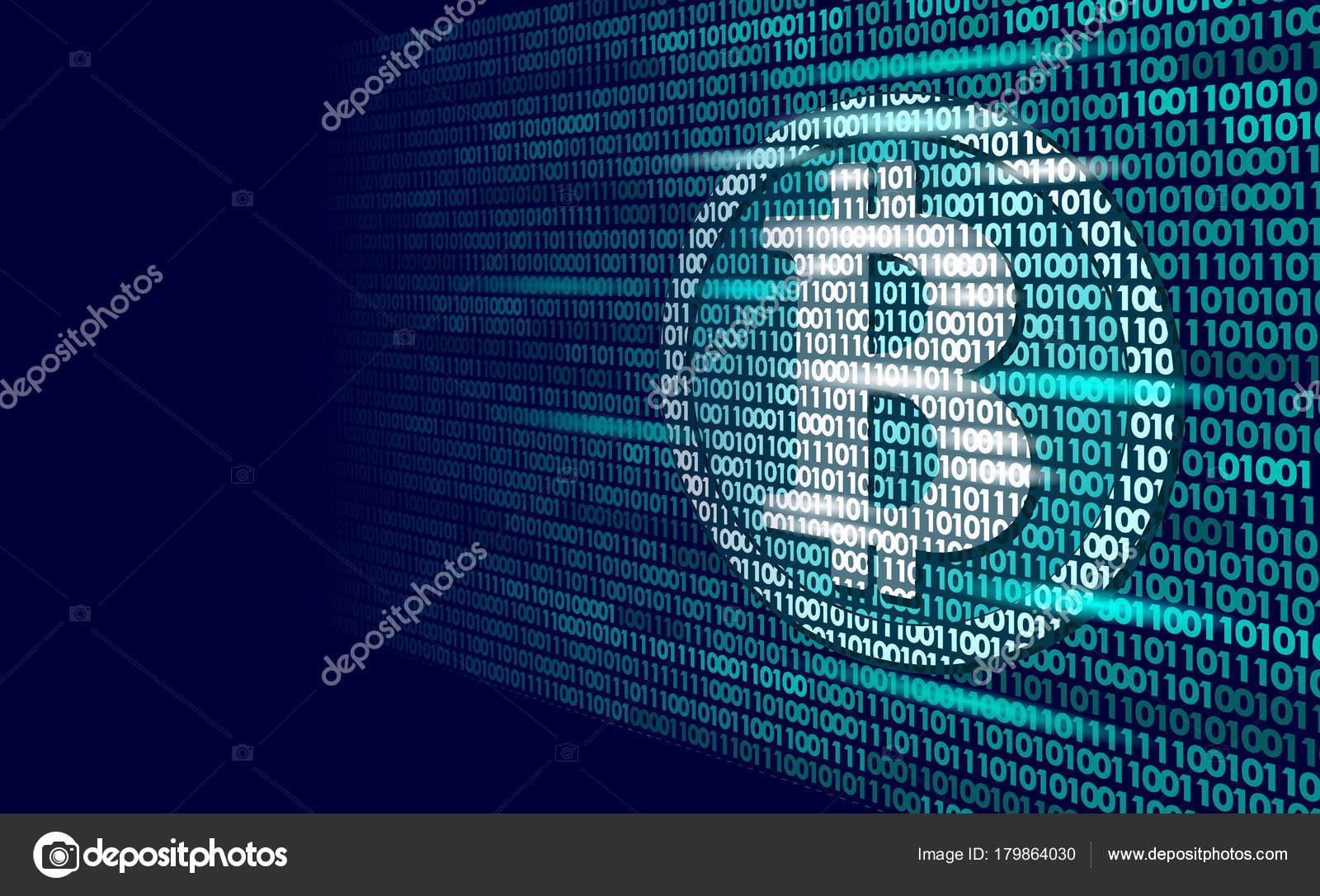 Bitcoin Digitale Kryptowahrung Zeichen Binar Code Nummer Big Data - 