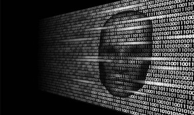 Hacker yapay zeka robot tehlike karanlık yüzü. Cyborg ikili kod baş gölge online kesmek Uyarı kişisel veri akıl zihin sanal bilgi vektör çizim
