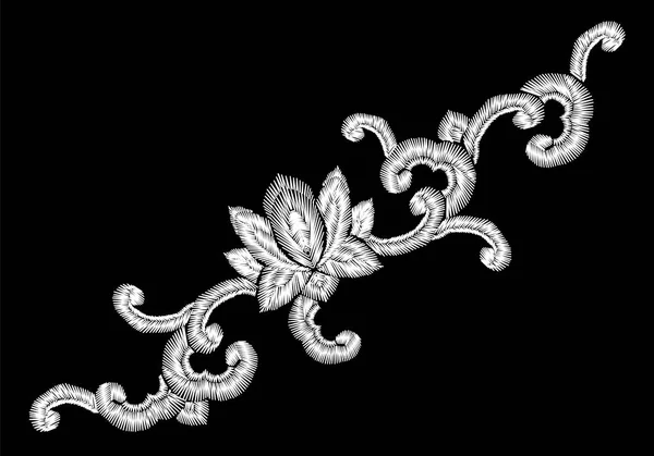 Ornement d'imitation de broderie orientale coréenne nationale. Lotus fleur jade boucle décoration fashion style design modèle. Illustration vectorielle asiatique ethnique — Image vectorielle