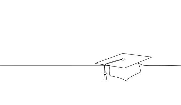 Casquette de graduation d'art en ligne continue unique. Cérémonie de célébration master académie diplômé conception un croquis schéma dessin vectoriel illustration — Image vectorielle