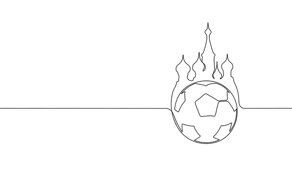 Línea única arte continuo Rusia Plaza Roja silueta pelota de fútbol. Campeonato juego final diseño de un bosquejo esquema dibujo vector ilustración — Vector de stock