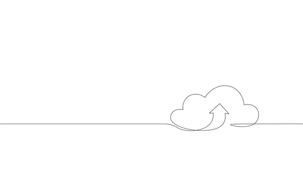 Enda kontinuerlig linje konst moln lagring siluett. Cloud computing globala stordata information web exchenge koncept design en skiss doodle översiktsritning vektorillustration — Stock vektor