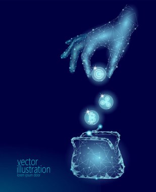 Gcc sikke Bitcoin dalgalanma cryptocurrency cüzdan düşük Poli el koyar. Teknoloji Araştırma blockchain bankacılık gelecek e-ticaret dijital uluslararası finans. Mavi parlak uzay 3d vektör çizim