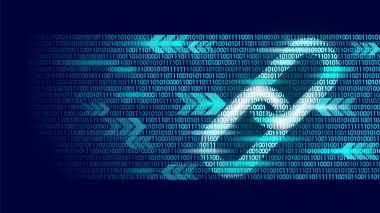 Blockchain köprü sembolü ikilik sayı büyük veri bilgi akışı. Cryptocurrency Finans iş kavramı vektör çizim arka plan şablonu