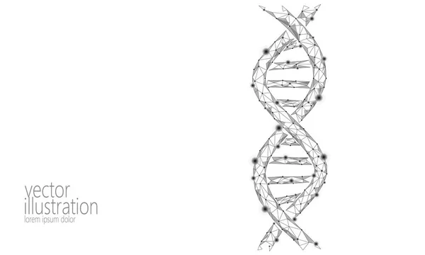 Dna 化学分子構造低温ポリ 3 d。多角形の三角形ポイント ライン健康な細胞部分。顕微科学白い薬ゲノム工学ベクトル図将来のビジネス技術 — ストックベクタ