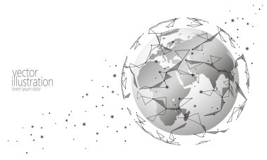 Küresel uluslararası bağlantı bilgileri exchange blockchain cryptocurrency. Gezegen alanı düşük Poli geleceğin teknolojisi Finans tasarım bankacılık. Web güvenlik ödeme iş vektör çizim