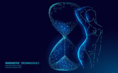 Kum saati 3D düşük polyester form şekli hızlı konsept. Son teslim tarihi, gelecekteki egzersiz programı. Beden eğitimi sınıfları vücut geliştirme yaşlanmayı önleyici losyon vektör ilüstrasyonunu gençleştirecek