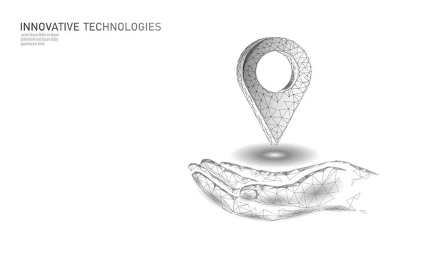 Símbolo de negocio de ubicación de mapa 3D. Icono realista entrega poligonal en todo el mundo planeta. Envío dirección de la compra en línea dirección ciudad posición pin vector ilustración — Archivo Imágenes Vectoriales