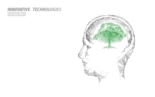 Virtual digital biotechnology tree engineering concept. Un rendu 3D. Solution d'esprit de nature. Idée créative science médicale. Eco polygone biologie future illustration vectorielle de recherche — Image vectorielle