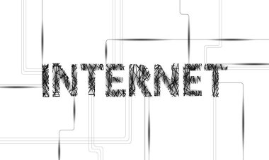 Küresel ağ internet işareti. Teknoloji bağlantısı iş sembolü konsepti. Bilgi aktarımı sanal uzay harfleri 3D tasarım şablonu. Siyah beyaz çizgi vektör çizimi