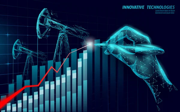 Konsep tren ekonomi digital 3D yang positif. Ide bisnis keuangan meningkatkan pemasaran keuntungan. Gambar grafik vektor gambar pena kontrol investasi - Stok Vektor