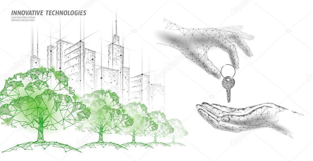 New building quarter residential complex. Seller house door keys. Finance agreement sale real estate apartment home access. Sell own family customer life business concept vector illustration
