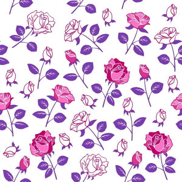 Vacker sömlös ros blomma mönsterdesign för tyg textil eller bakgrund vektorillustration — Stock vektor