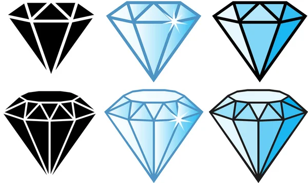 Conjunto de brillantes brillantes joyas de gemas de diamantes sobre fondo blanco. Diamante zafiro rubí esmeralda vector ilustración . — Vector de stock