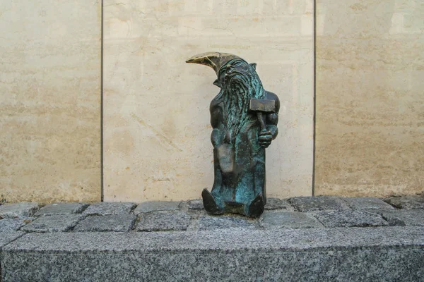 Detail Einer Der Gnome Statuen Breslau Polen Versteckt Den Straßen — Stockfoto