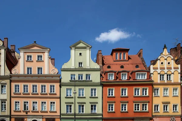 Mehrere Alte Historische Häuser Breslau Polen Und Ihre Bunten Fassaden — Stockfoto
