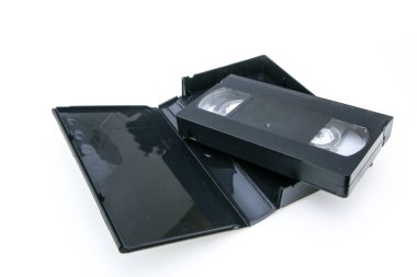 Eski retro vhs video kaseti beyaz arka planda izole edilmiş..