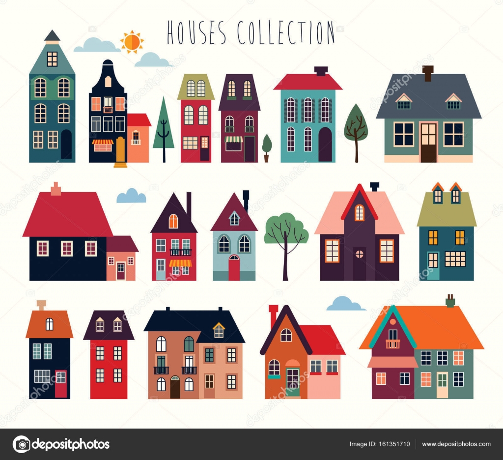 Häuser und Gebäude Vektorsammlung — Stockvektor © lilett22@gmail.com