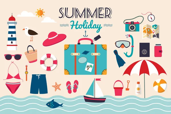 Summer holiday elements collection — Stock Vector
